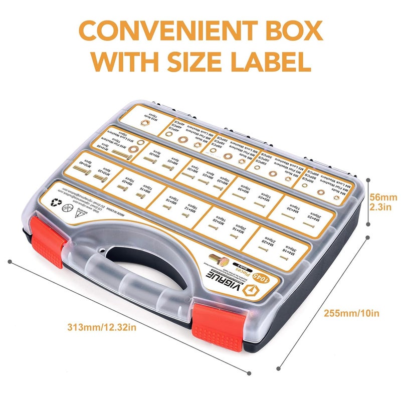 VIGRUE 1045PCS Grade 8.8 Metric Bolts and Nuts Assortment, M4 M5 M6 M8 M10 Bolt Assortment, Heavy Duty Zinc Plated, Length from 12mm - 30mm - Image 4